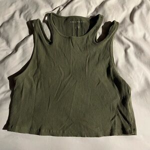 Green Two Strap American Eagle Cropped Tank top